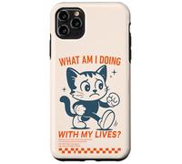¿Qué Estoy Haciendo con mis Vidas Gracioso Gato de Dibujos Animados Carcasa para iPhone 11 Pro MAX
