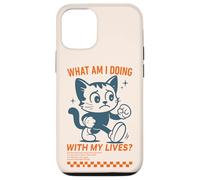 ¿Qué Estoy Haciendo con mis Vidas Gracioso Gato de Dibujos Animados Carcasa para iPhone 12/12 Pro