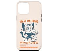 ¿Qué Estoy Haciendo con mis Vidas Gracioso Gato de Dibujos Animados Carcasa para iPhone 12 Pro MAX