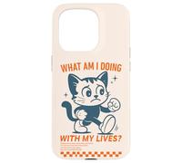 ¿Qué Estoy Haciendo con mis Vidas Gracioso Gato de Dibujos Animados Carcasa para iPhone 15 Pro
