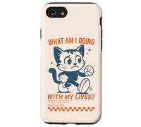 ¿Qué Estoy Haciendo con mis Vidas Gracioso Gato de Dibujos Animados Carcasa para iPhone SE (2020) / 7/8