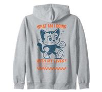 ¿Qué Estoy Haciendo con mis Vidas Gracioso Gato de Dibujos Animados Sudadera con Capucha