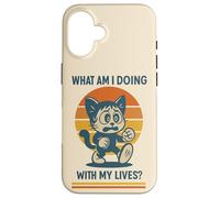 Qué Estoy Haciendo con mis Vidas Humor de Gato Vintage Carcasa para iPhone 16