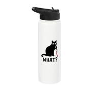 ¿Qué? Gato Negro Asesino Sosteniendo Un Cuchillo Divertido Gráfico Stainless Steel Insulated Water Bottle