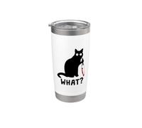 ¿Qué? Gato Negro Asesino Sosteniendo Un Cuchillo Divertido Gráfico Vaso térmico de acero inoxidable de doble pared