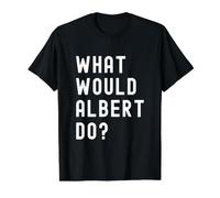 ¿Qué haría Albert? Camiseta gráfica económica, Hombre, Negro, S