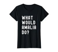 ¿Qué haría Amalia? Camiseta gráfica económica, Mujer, Negro, L