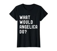 ¿Qué haría Angelica? Camiseta gráfica económica, Mujer, Negro, L