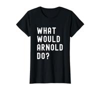 ¿Qué haría Arnold? Camiseta gráfica económica, Mujer, Negro, XL