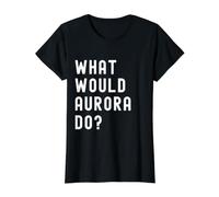 ¿Qué haría Aurora? Camiseta gráfica económica, Mujer, Negro, XL
