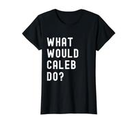 ¿Qué haría Caleb? Camiseta gráfica económica, Mujer, Negro, M