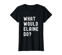 ¿Qué haría Elaine? Camiseta gráfica económica, Mujer, Negro, S