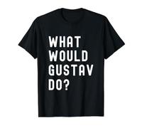 ¿Qué haría Gustav? Camiseta gráfica económica, Hombre, Negro, L