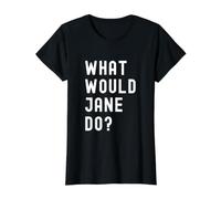 ¿Qué haría Jane? Camiseta gráfica económica, Mujer, Negro, S