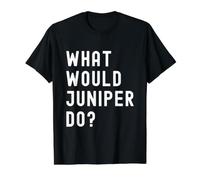 ¿Qué haría Juniper? Camiseta gráfica económica, Hombre, Negro, L
