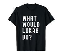 ¿Qué haría Lukas? Camiseta gráfica económica, Hombre, Negro, XL