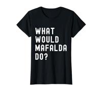 ¿Qué haría Mafalda? Camiseta gráfica económica, Mujer, Negro, XL
