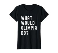 ¿Qué haría Olimpia? Camiseta gráfica económica, Mujer, Negro, M