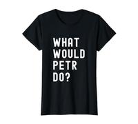 ¿Qué haría Petr? Camiseta gráfica económica, Mujer, Negro, XL
