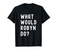 ¿Qué haría Robyn? Camiseta gráfica económica, Hombre, Negro, XL