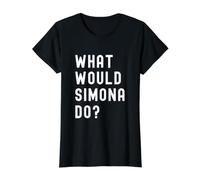 ¿Qué haría Simona? Camiseta gráfica económica, Mujer, Negro, M