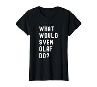 ¿Qué haría Sven-Olaf? Camiseta gráfica económica, Mujer, Negro, XS