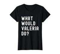 ¿Qué haría Valeria? Camiseta gráfica económica, Mujer, Negro, XS