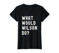 ¿Qué haría Wilson? Camiseta gráfica económica, Mujer, Negro, XL