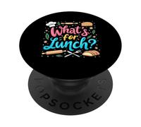Qué Hay para el Almuerzo Funny Lunch Lady PopSockets PopGrip Adhesivo