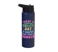 Qué hermoso día Respetar los pronombres ajenos LGBT Stainless Steel Insulated Water Bottle