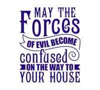 Que las fuerzas del mal se confundan en el camino. Calcomanías de letras 49.2x60.5cm No daña la superficie de la pared Azul oscuro