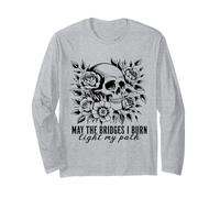 Que los Puentes Que quemo del gótico iluminen mi Camino con Rosas en Forma de Calavera Manga Larga