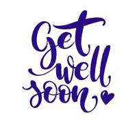 Que te mejores pronto, palabras con corazón, caligrafía creativa dibujada a mano y pincel. Pegatinas de pared de papel adhesivo 42x46.8cm No daña la superficie de la pared Azul oscuro