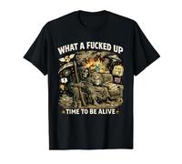 Qué Tiempo jodido para Estar Vivo Amantes de Memes de Broma Camiseta gráfica económica, Hombre, Negro, M