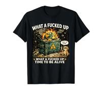 Qué Tiempo jodido para Estar Vivo Amantes de Memes de Broma Camiseta gráfica económica, Hombre, Negro, XL