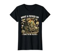 Qué Tiempo jodido para Estar Vivo Amantes de Memes de Broma Camiseta gráfica económica, Mujer, Negro, S