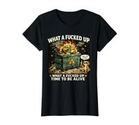 Qué Tiempo jodido para Estar Vivo Amantes de Memes de Broma Camiseta gráfica económica, Mujer, Negro, XS
