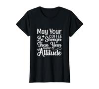 Que tu café Sea más Fuerte Que la Actitud de tu Hija Camiseta gráfica económica, Mujer, Negro, S
