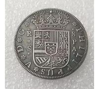 QUEAMBLER Moneda coleccionable Artesanía Antigua 1731 Latón Español Plateado Dólar Plata Distramp Moneda de Plata Redonda