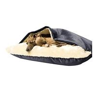 QUEAWOQ Camas para mascotas Caseta grande Invierno Cálido Nido de Gato Saco de dormir extraíble y lavable Cojín para mascotas Cojín para perros Sofá suave para casa grande (Color: Gris, Tamaño: