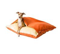 QUEAWOQ Camas para mascotas Caseta grande Invierno Cálido Nido de Gato Saco de dormir extraíble y lavable Cojín para mascotas Cojín para perros Sofá suave para casa grande (Color: Naranja, Tamaño: