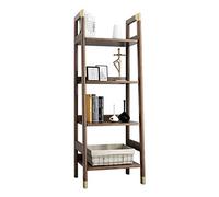 QUEAWOQ Estantería abierta de 4 niveles con marco de madera, escalera, organizador de libros de oficina, 16.9 pulgadas de ancho x 53.5 pulgadas de alto x 16.3 pulgadas de profundidad, patas de pulpo