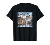 Quebec City Canadá Camiseta gráfica económica, Hombre, Negro, XL