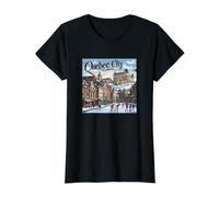 Quebec City Canadá Camiseta gráfica económica, Mujer, Negro, XL