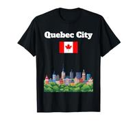 Quebec City Souvenir City Skyline Canadá Viaje Bandera Canadiense Camiseta