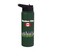 Quebec City souvenir city skyline Canadá viaje bandera canadiense Stainless Steel Insulated Water Bottle