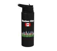Quebec City souvenir city skyline Canadá viaje bandera canadiense Stainless Steel Insulated Water Bottle