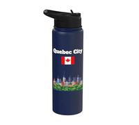 Quebec City souvenir city skyline Canadá viaje bandera canadiense Stainless Steel Insulated Water Bottle