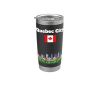Quebec City souvenir city skyline Canadá viaje bandera canadiense Vaso térmico de acero inoxidable de doble pared