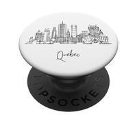 Quebec Francés Ciudad Horizonte Viajes Recuerdos Negro Paisaje Urbano PopSockets PopGrip Adhesivo